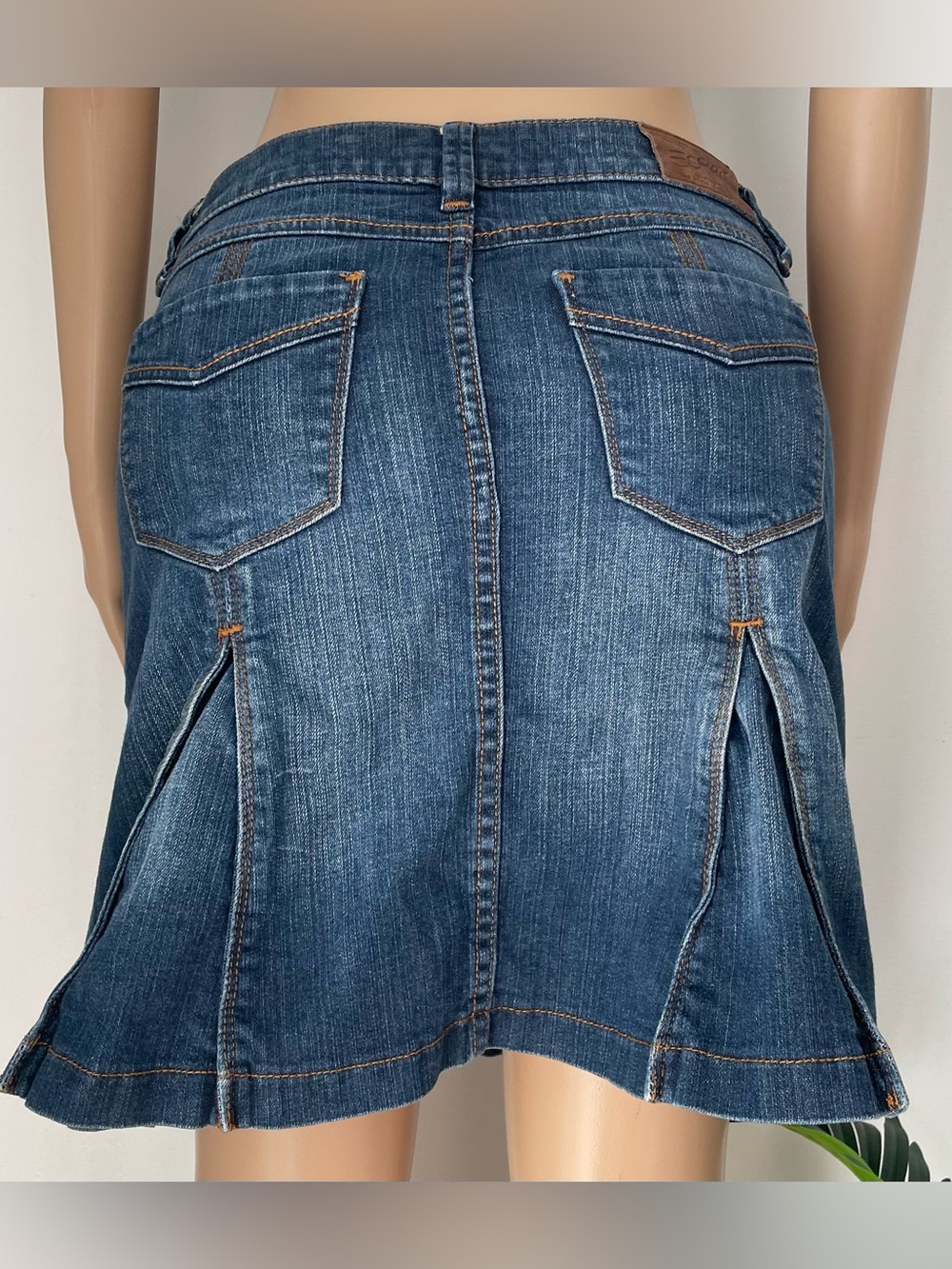 Esprit Blue Denim Skirt with Front Zip Accents - Picture 5 of 9
